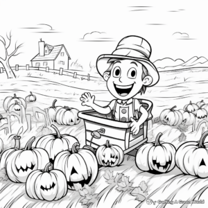 Hayride and Pumpkin Patch Coloring Pages 1