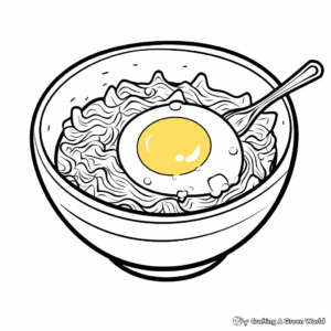 Healthy Breakfast Bowl with Fried Egg Coloring Pages 4
