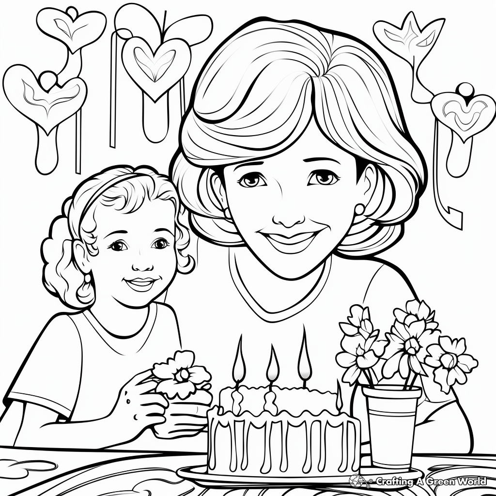 Heartfelt Message: Happy Birthday Mom Coloring Pages 1