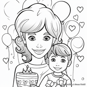 Heartfelt Message: Happy Birthday Mom Coloring Pages 3