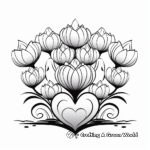Hearts Nestled in Lotus Flower Coloring Pages 2
