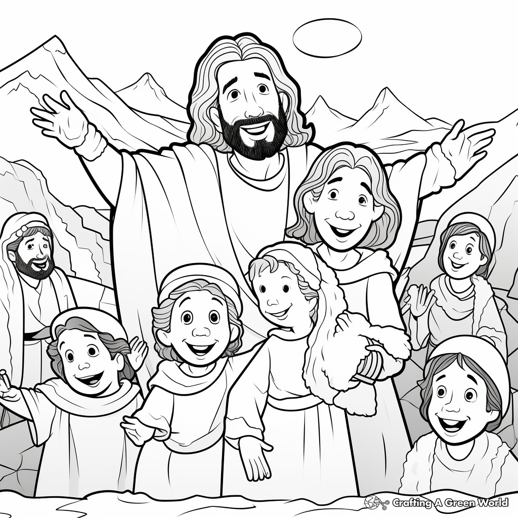 Heavenly Hosts Proclaiming Jesus' Birth Coloring Pages 3