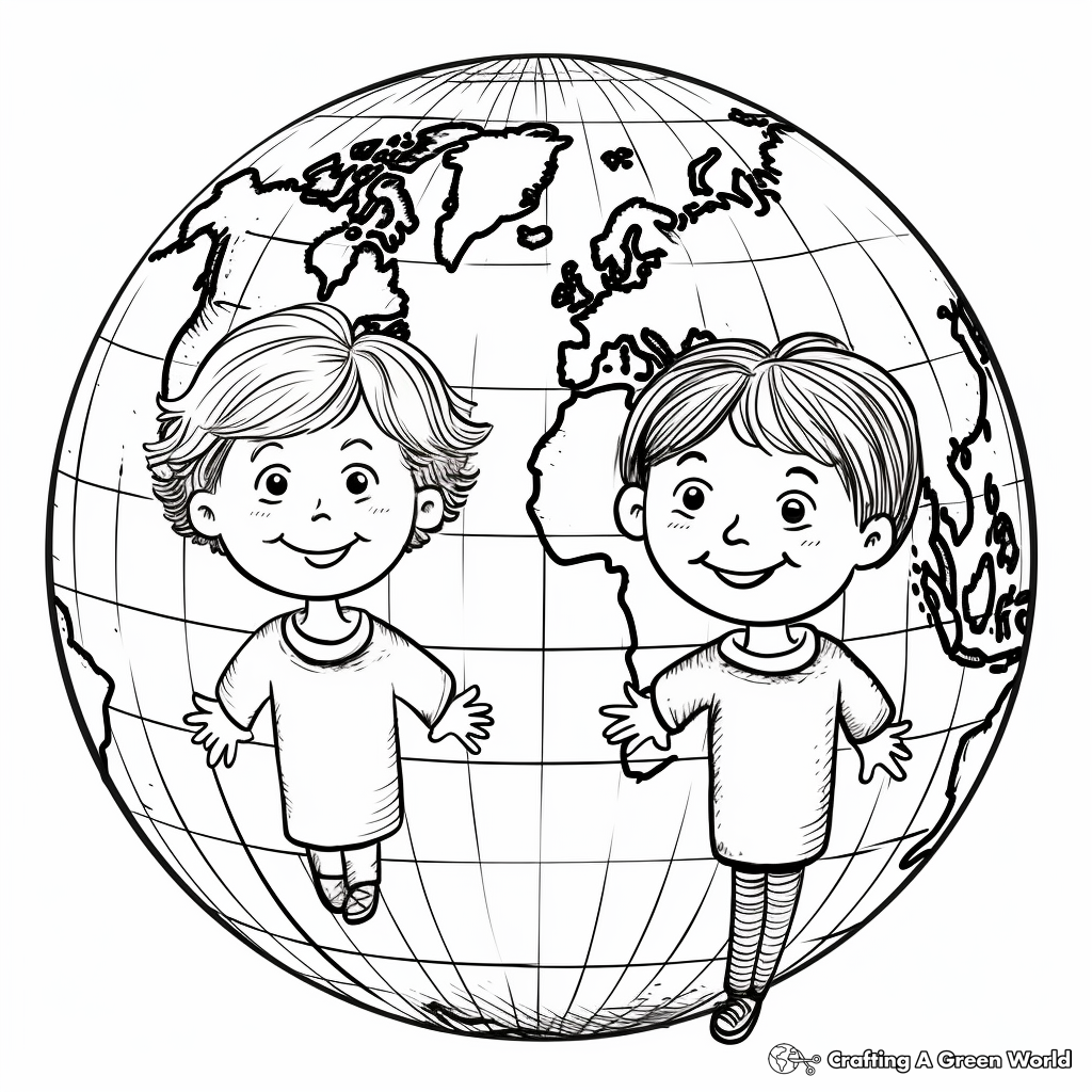Hemispheres World Map Coloring Pages 1