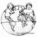 Hemispheres World Map Coloring Pages 2