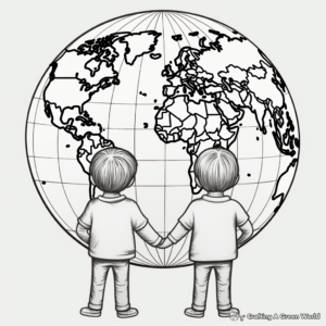 Hemispheres World Map Coloring Pages 3