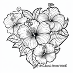 Hibiscus and Heart Coloring Pages for Adults 3