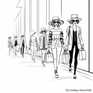 High Fashion: Runway-Scene Coloring Pages 1