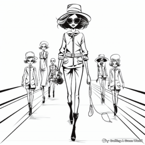 High Fashion: Runway-Scene Coloring Pages 2