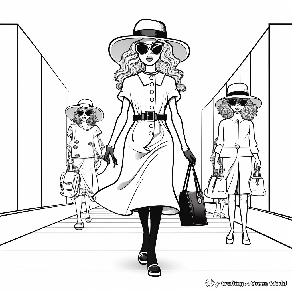 High Fashion: Runway-Scene Coloring Pages 3