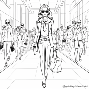 High Fashion: Runway-Scene Coloring Pages 4