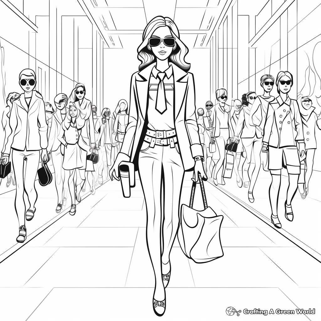 High Fashion: Runway-Scene Coloring Pages 4