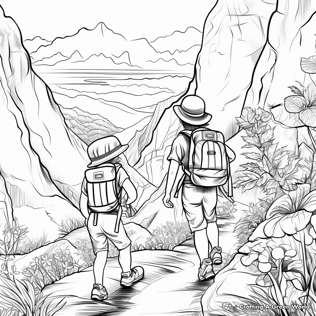 Hiking Adventure During Spring Break Coloring Pages 1