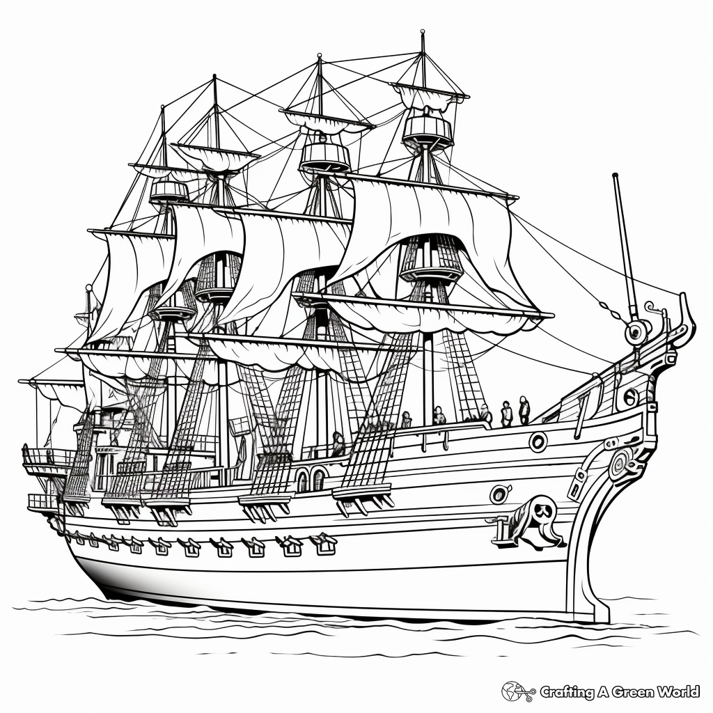 Historic Warship: The Bismarck Coloring Sheets 1