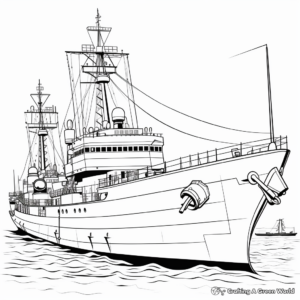 Historic Warship: The Bismarck Coloring Sheets 2