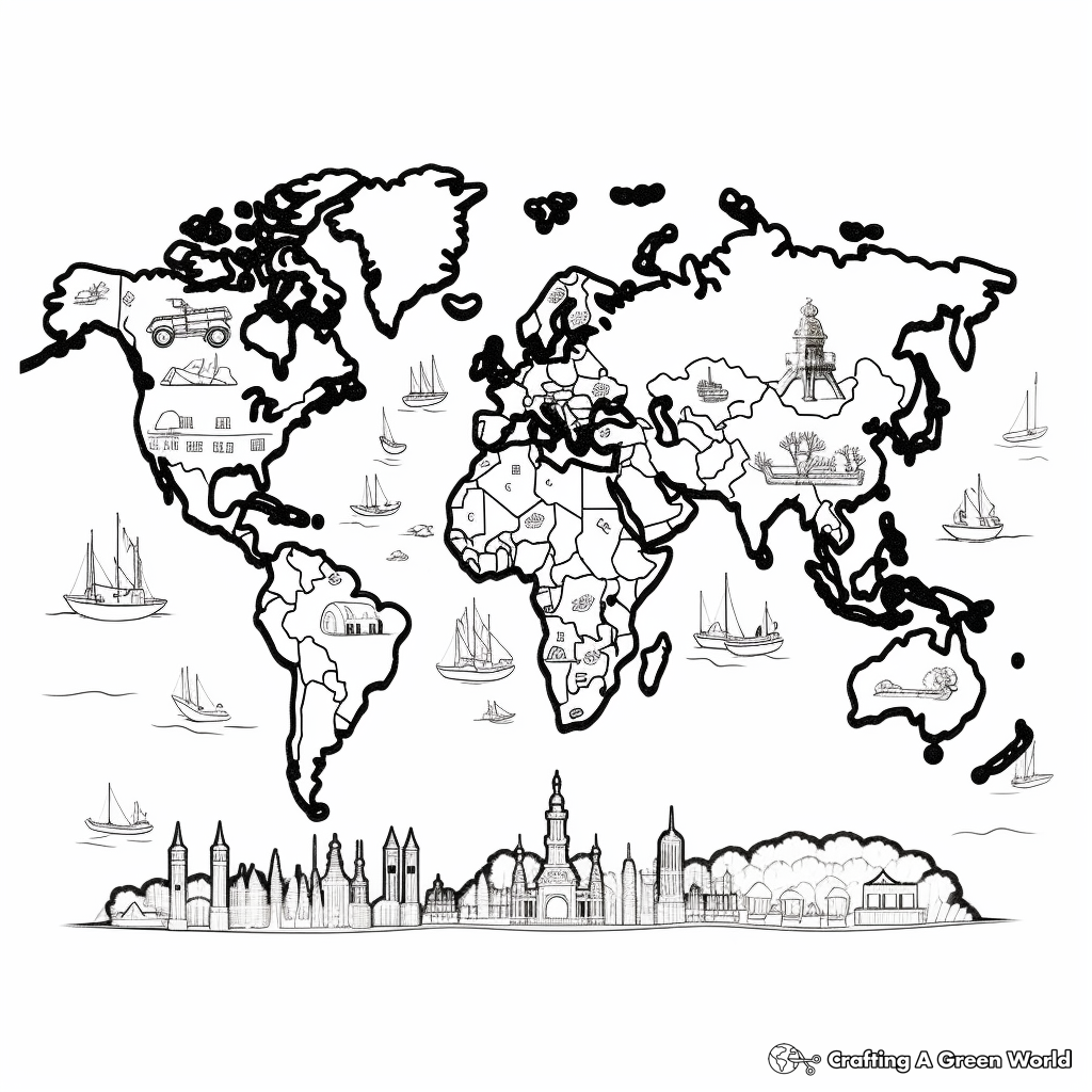 Historical Ancient World Map Coloring Pages 1