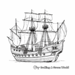 Historical Mayflower Ship Coloring Pages for Adults 4