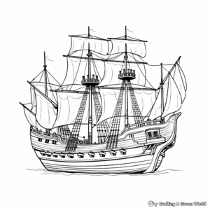 Historical Mayflower Ship Coloring Pages for Adults 4