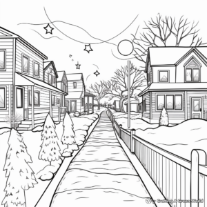 Holiday Lights in a Winter-Scene Coloring Pages 1