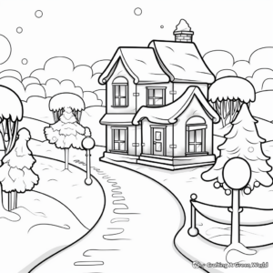 Holiday Lights in a Winter-Scene Coloring Pages 2