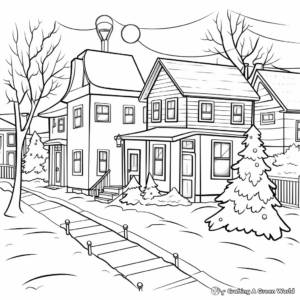 Holiday Lights in a Winter-Scene Coloring Pages 4