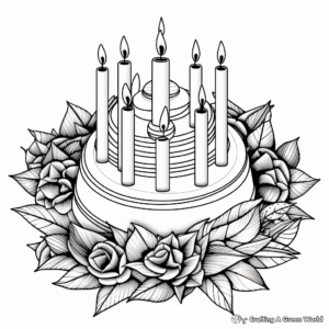 Holiday Wreath and Candles Coloring Pages 3