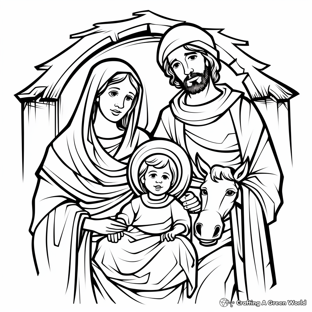 Holy Family Journey to Bethlehem Coloring Pages 4