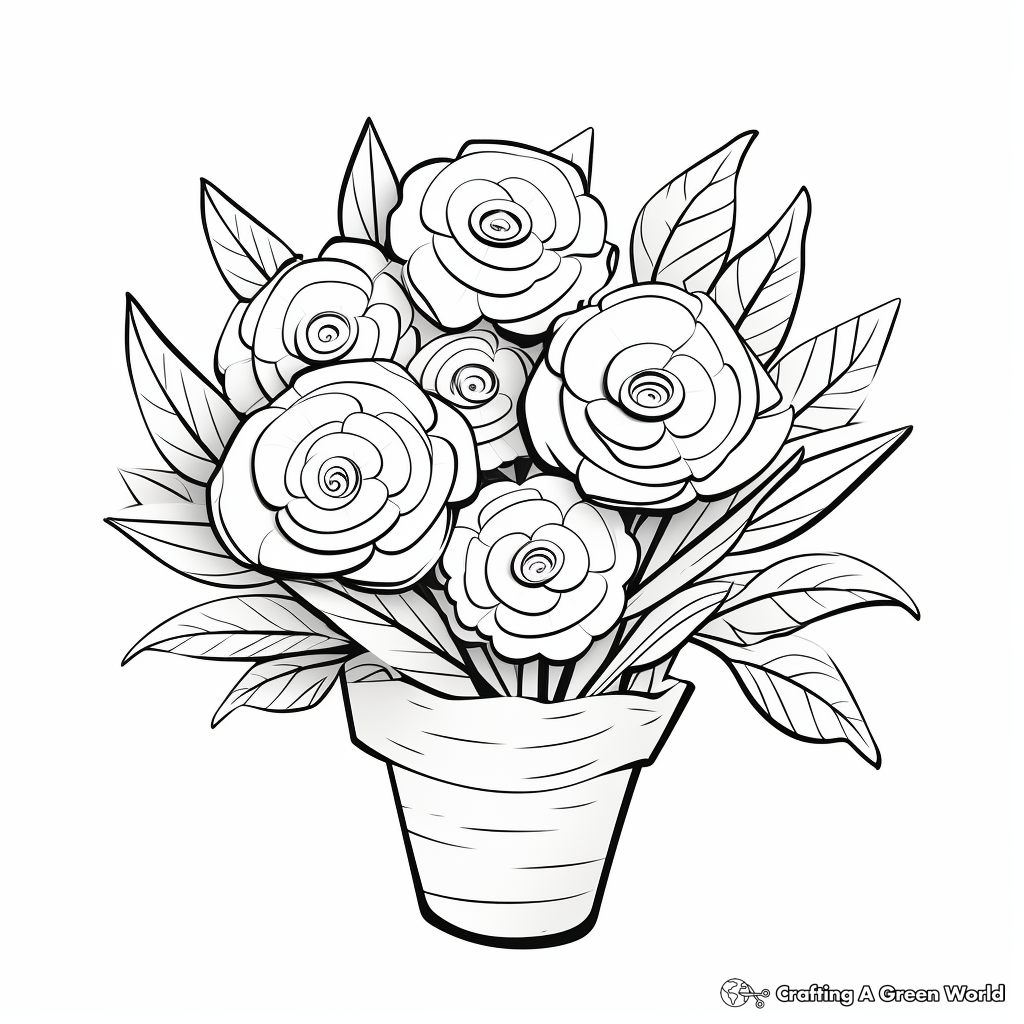 Homemade DIY Paper Flower Bouquet Coloring Pages 4