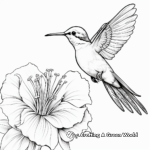 Hummingbird in a Garden: Flower Scene Coloring Pages 2