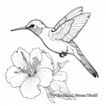 Hummingbird in Natural Habitat: Flower-Scene Coloring Pages 1