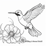 Hummingbird in Natural Habitat: Flower-Scene Coloring Pages 2
