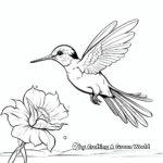 Hummingbird Sipping Nectar: Nature-Scene Coloring Pages 2
