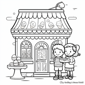 Ice Cream Shop Visit Summer Bucket List Coloring Pages 1