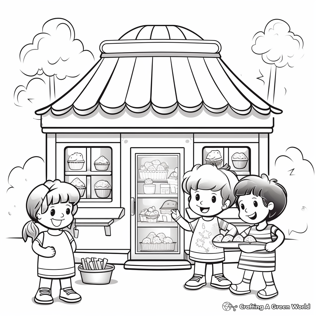 Ice Cream Shop Visit Summer Bucket List Coloring Pages 2