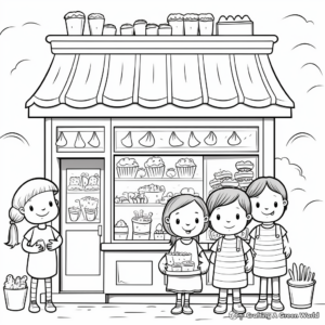 Ice Cream Shop Visit Summer Bucket List Coloring Pages 4