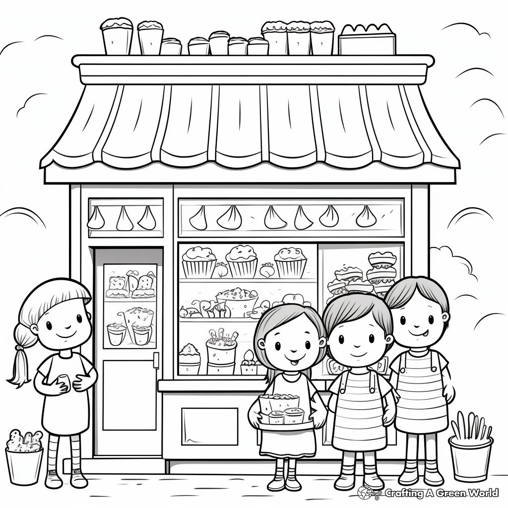 Ice Cream Shop Visit Summer Bucket List Coloring Pages 4