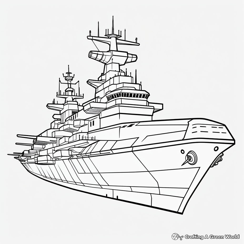 Iconic Warships: Yamato Battleship Coloring Pages 1