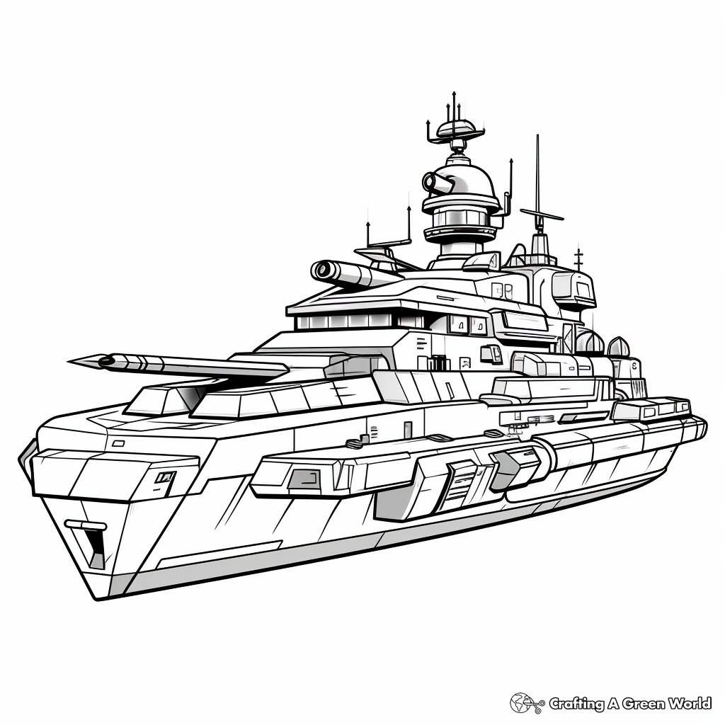 Iconic Warships: Yamato Battleship Coloring Pages 2