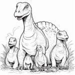 Iguanodon Family: Adult and Juveniles Coloring Pages 3