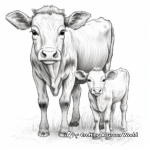 Illustrative Baby Cow and Mother Coloring Pages 2
