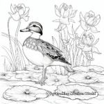 Illustrative Wood Duck and Water Lilies Coloring Page 4