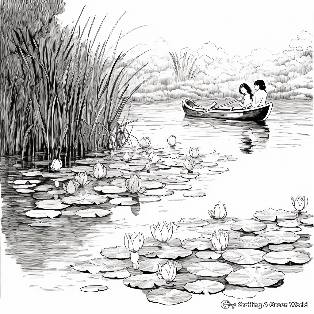 Impressionist Water Lilies by Monet Coloring Pages 2
