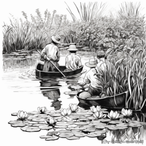 Impressionist Water Lilies by Monet Coloring Pages 3