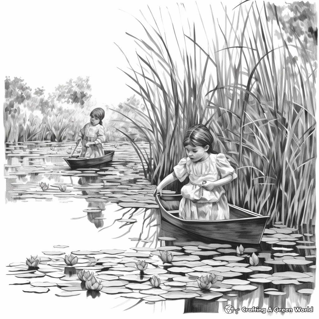 Impressionist Water Lilies by Monet Coloring Pages 4