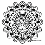 Indian Peacock Mandala Style Coloring Pages 4