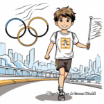 Inspiring Flag-Bearer Leading Olympic Parade Coloring Pages 1