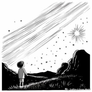 Inspiring Shooting Star Night Sky Coloring Pages 1