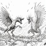 Intense Pyroraptor Fight Scene Coloring Pages 2