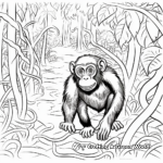 Interactive Chimpanzee Maze Coloring Pages 1