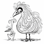 Interactive Dodo Bird and Man Interaction Coloring Pages 3