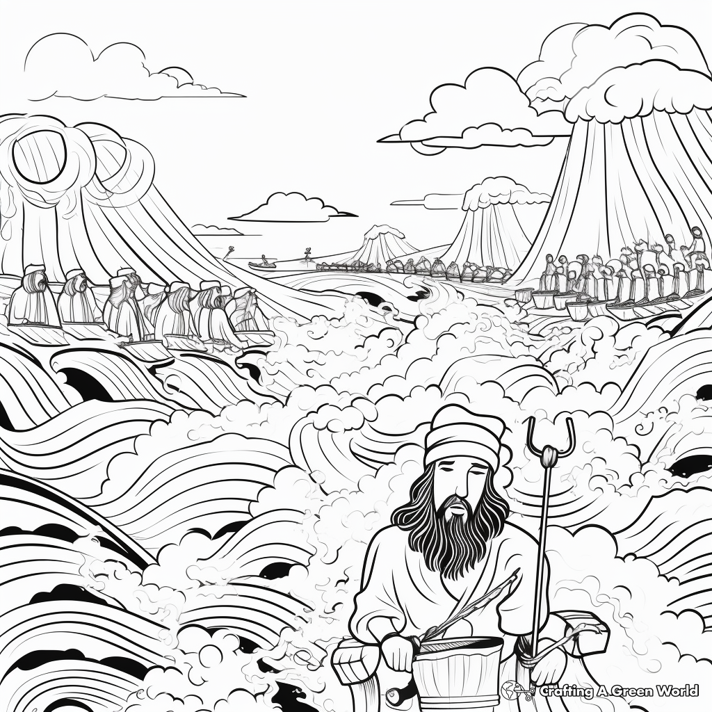 Interactive Parting of The Red Sea Coloring Sheets 3